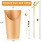 50 Charcuterie Cups with Sticks + 200 Cocktail Picks + 50 Labels, Disposable French Fry Holder with Bamboo Skewers Toothpicks, 12 oz Brown Kraft Paper Appetizer Cups Charcuterie Boards Accessories